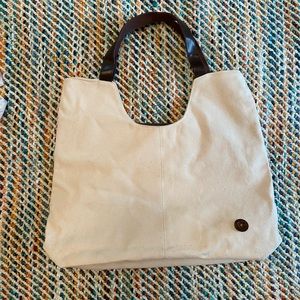 Button Accent Canvas Tote